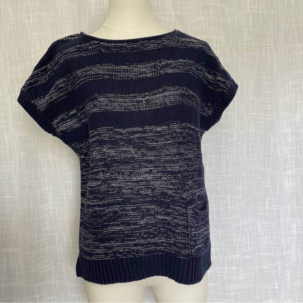 Gap Short Sleeved Sweater XS Navy Blue & Silver Casual Nautical Beach Coastal - Picture 8 of 13